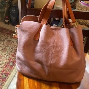 Super cute pink leather crossbody tote